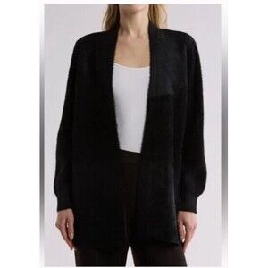 Cyrus NYC Cardigan NWT Black Fuzzy Open Front Sweater Retail $110 Size S
